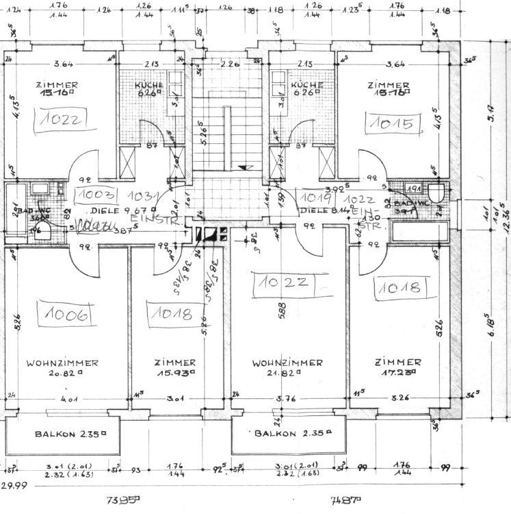 Grundriss Obergeschoss Haus 5 - Rotklinker-Mehrfamilienhaus in Langenhorn