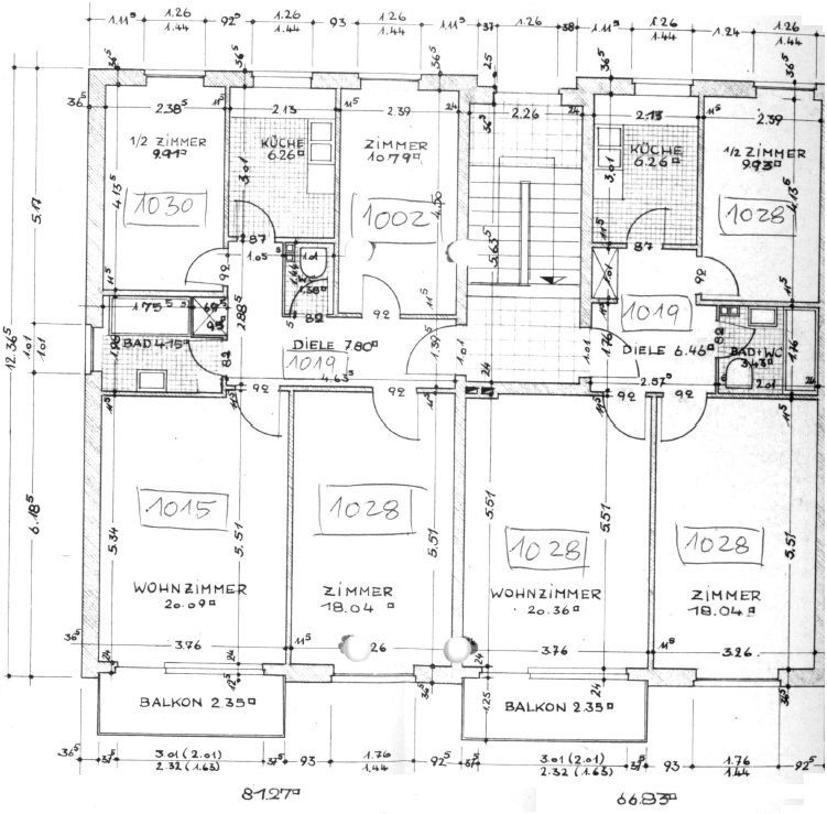 Grundriss Obergeschoss Haus 3 - Rotklinker-Mehrfamilienhaus in Langenhorn